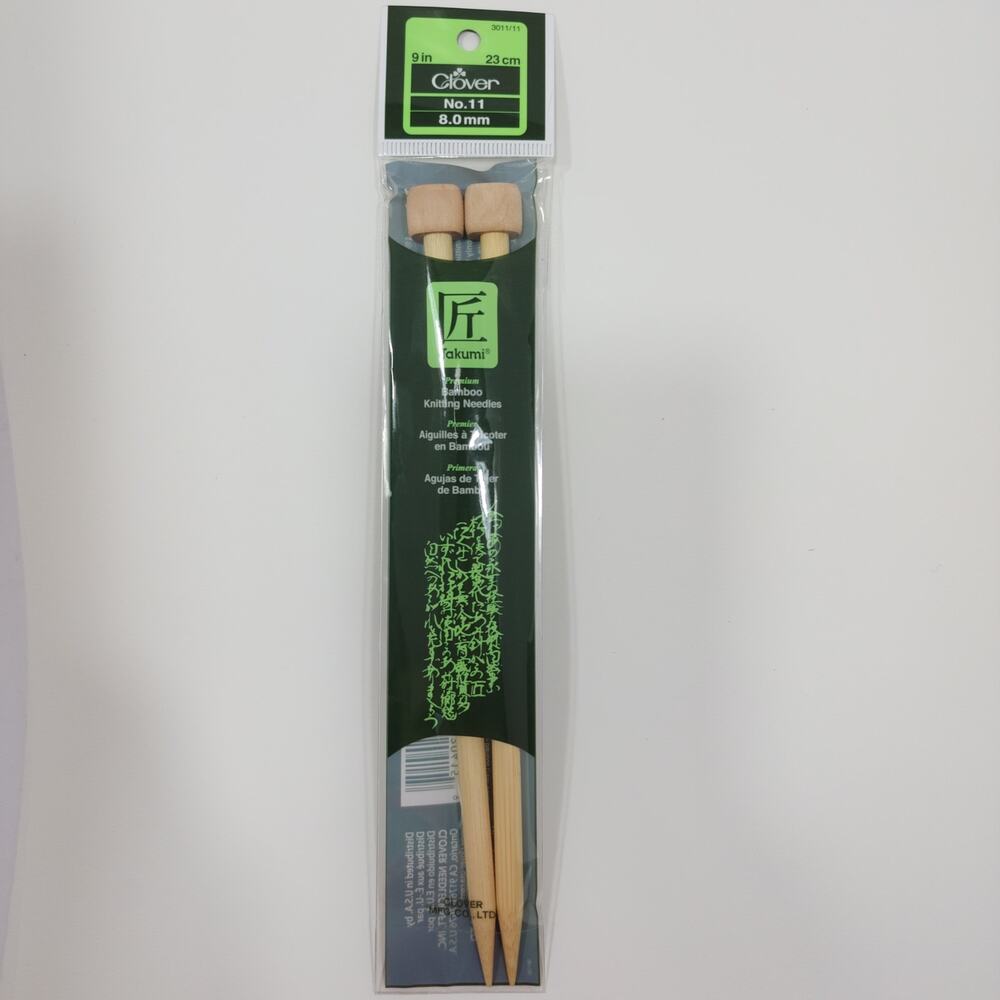 Takumi Clover 9 inches 23 cm No. 11  8.0 mm Bamboo Knitting Needles New